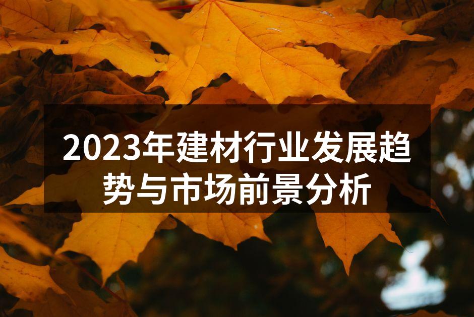 2023年建材行业发展趋势与市场前景分析
